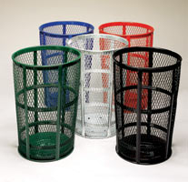 metal galvanized trash receptacles, wastebaskets